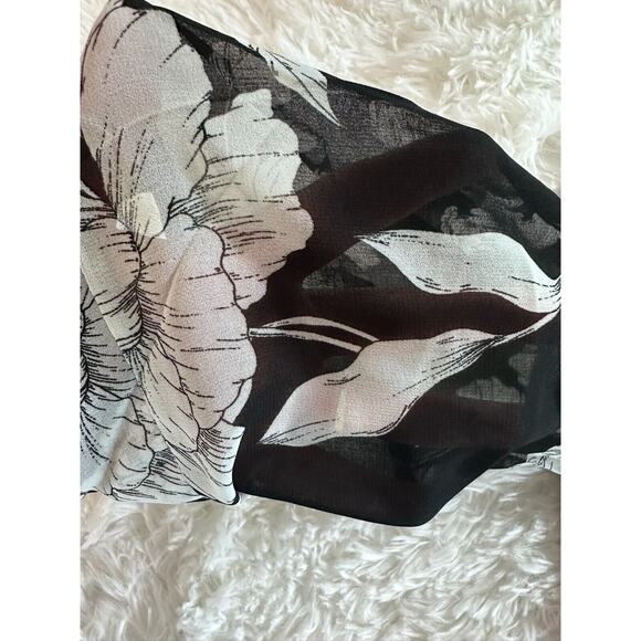 Truth & Fable Black And White Midi Chiffon V Neck Tunic Dress Size XL 3/4Sleeve - Picture 10 of 14